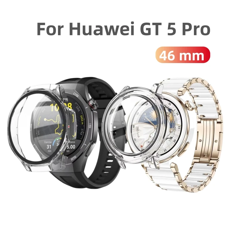 PC Case+Glass For Huawei Watch GT 5 Pro 46mm GT5 Pro Watch Screen Protective Cover Anti-scratch Shockproof Hard Cover PC Bumper