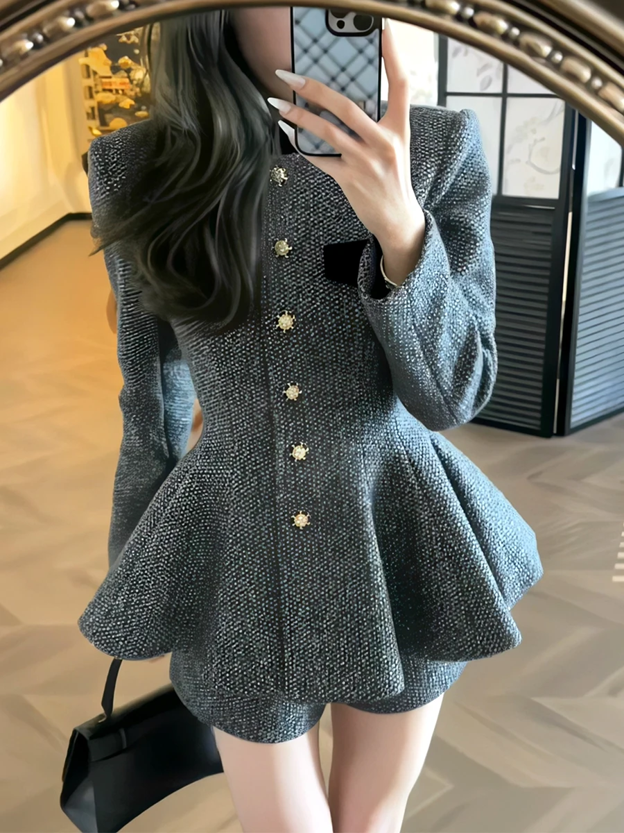 

ay High Waist Waist-Cinching Women's Set High Waist orts Faionable Oversized Cuff Top And Bot Autumn Winter Outfit