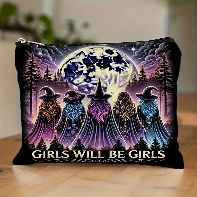 AWILL BE Witch Bolsa de maquillaje de Halloween: bolsa multifuncional con cremallera, bolsa de almacenamiento de joyas, bolsa de almacenamiento pequeña con cremallera de viaje perfecta.