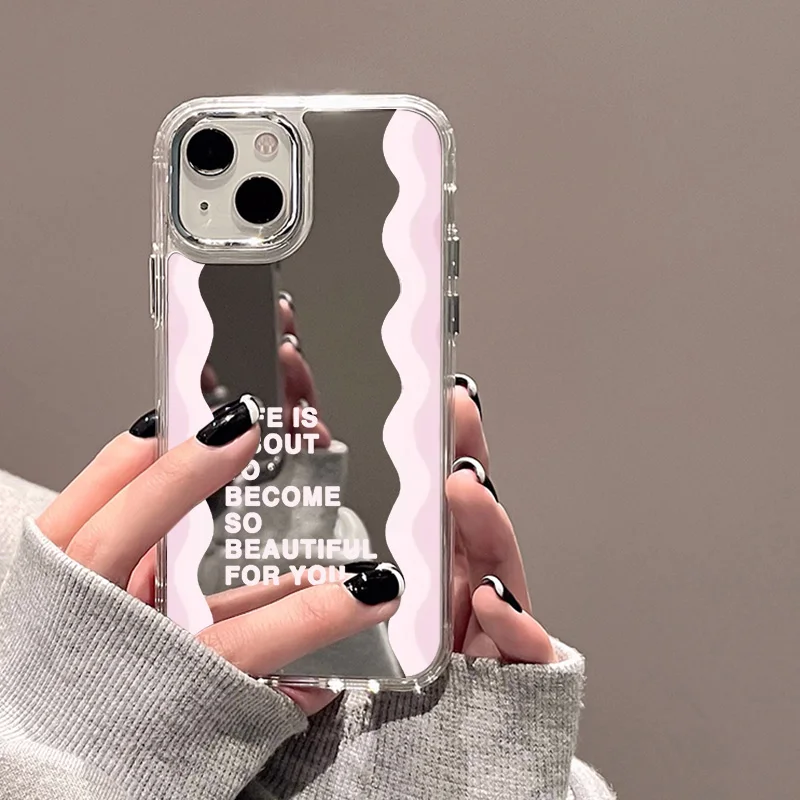 Fashion Letter Mirror Phone Case For iPhone 11 Case iPhone 14 15 16 Pro Plus 12 13 Pro Max X XS Shockproof Soft Back Cover funda