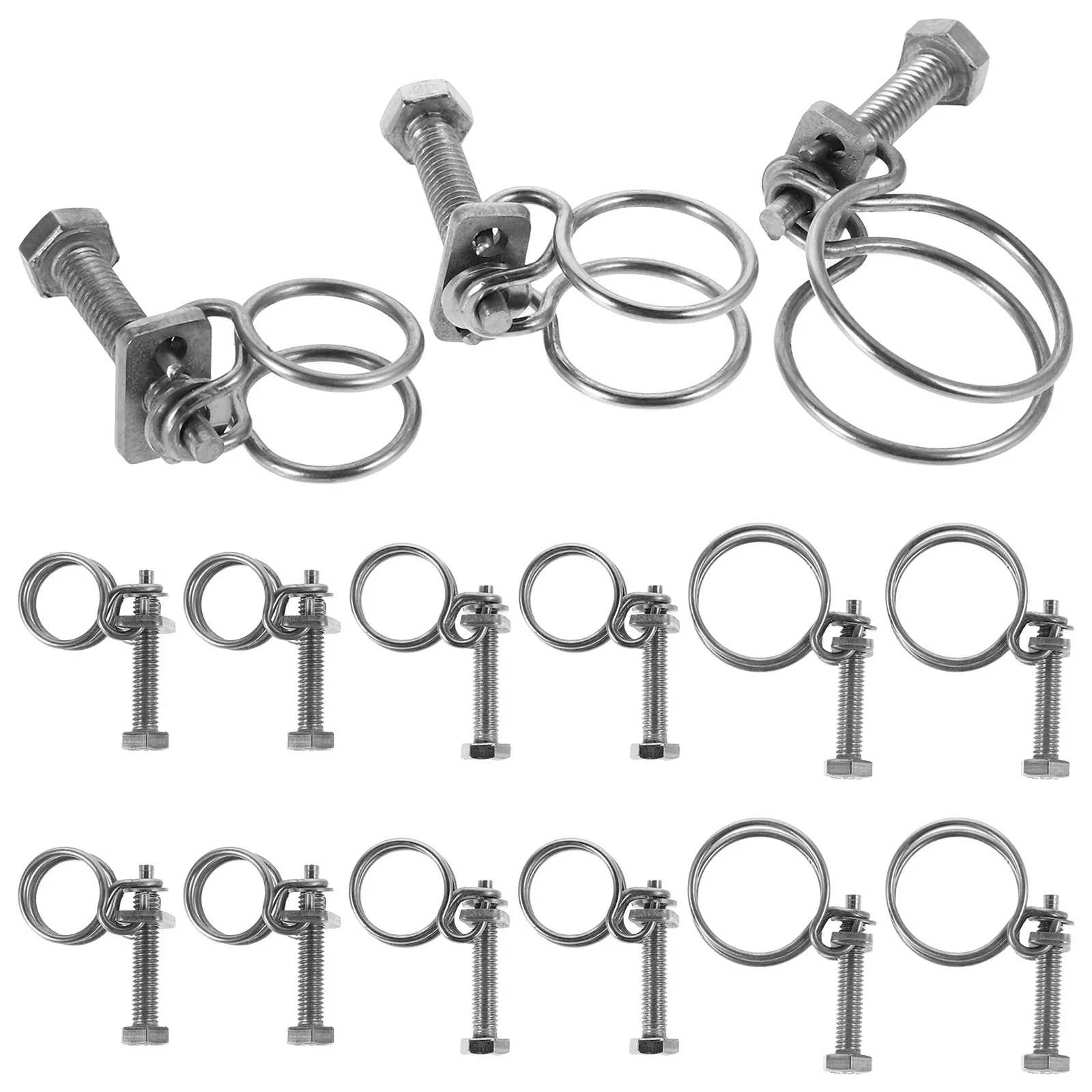 

1Set Stainless Steel Double Wire Hose Clamp Adjustable Tube Pipe Clamp for Water Gas Plumbing Lines Leak-Proof