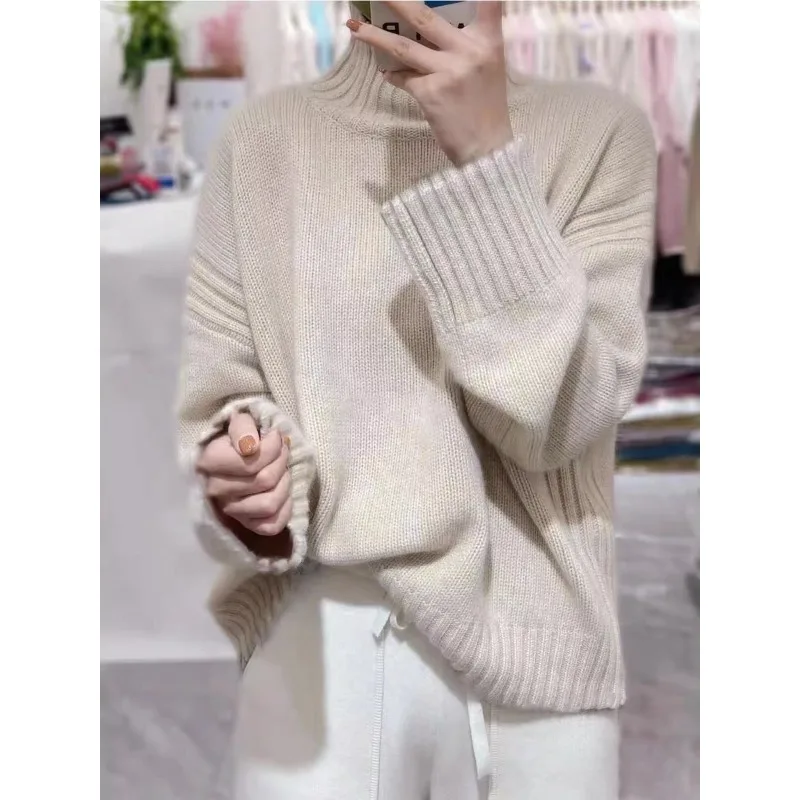 

Cashmere Sweater Turtleneck Women's Loose Casual Pullover Jumper Wool Knitted Tops Soft Women Keep Warm Winter Clothes Tricots