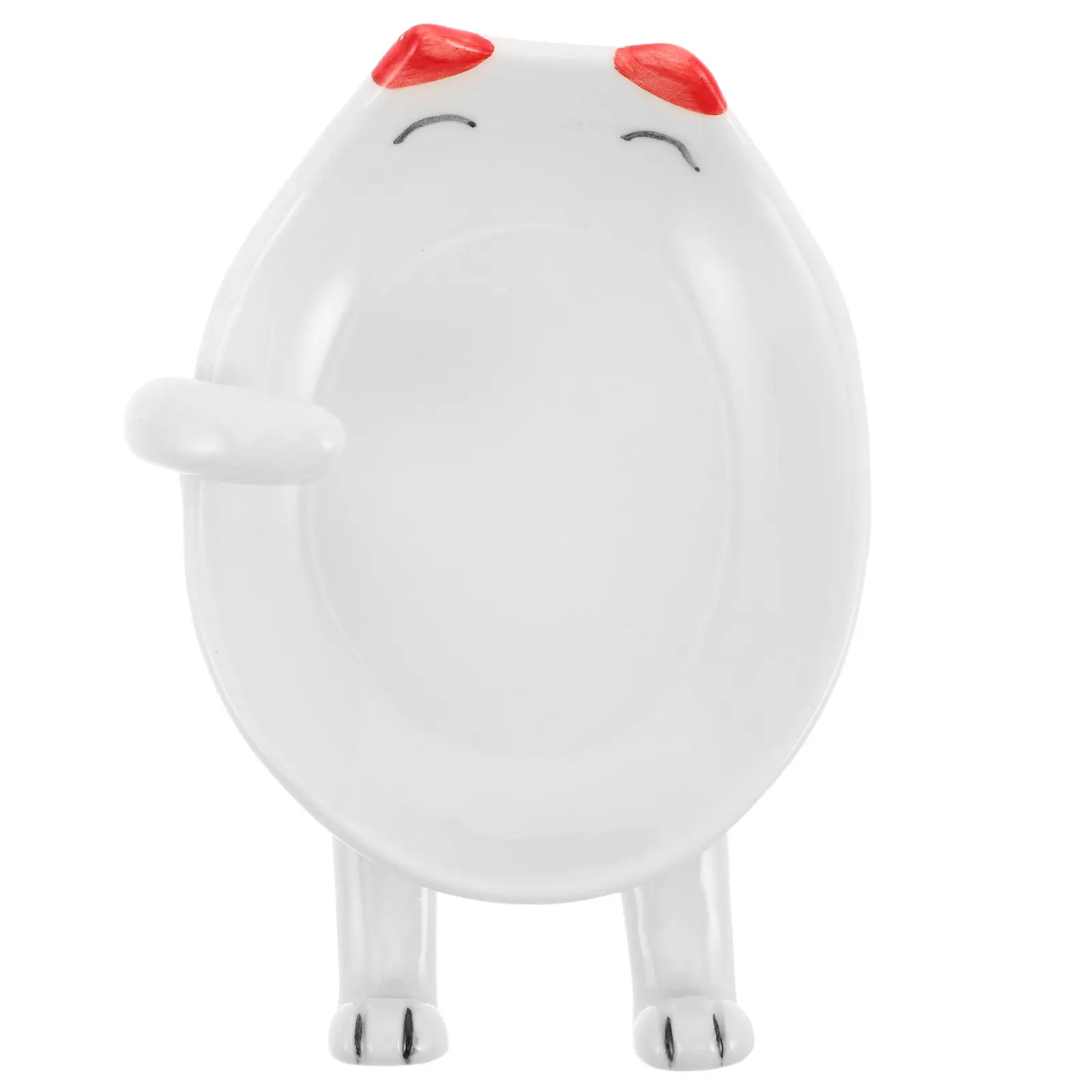 Cute Cat Design Chopstick and Spoon Rest Ceramic Kitchen Utensil Holder Stable Base Easy Clean Table Setting Decor for Various
