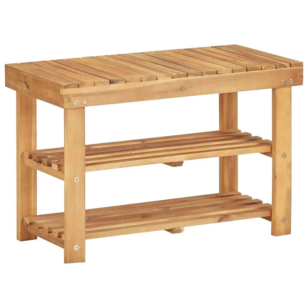 Solid Acacia Wood Shoe Rack | 27.5x12.5x18.1 Space-Saving Storage Organizer