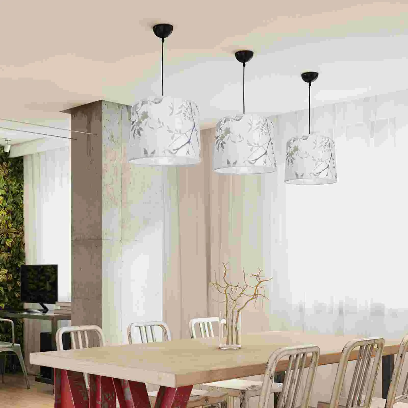 Lamp Shade Solid Color Lampshade Flower Cloth Bird Pattern Pendant Light Decorative Lampshades Rattan Floor