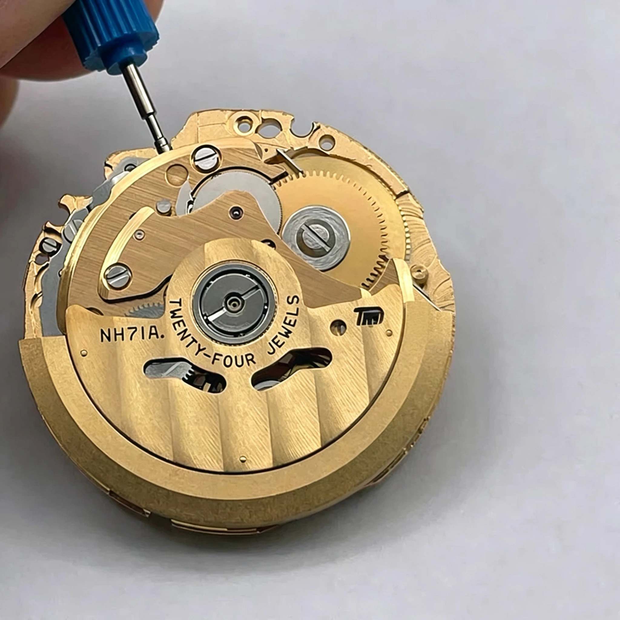 Japan Genuine NH71 Movement Automatic Mechanical Watch Movement 24 Jewels Skeleton Self-Winding No Date