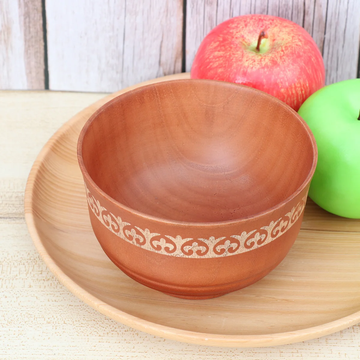 

Wooden Bowl Solid Wood L Size Japanese Style Household Salad Rice Soup Bowl for Dinner Kids Dessert Seamless Smooth