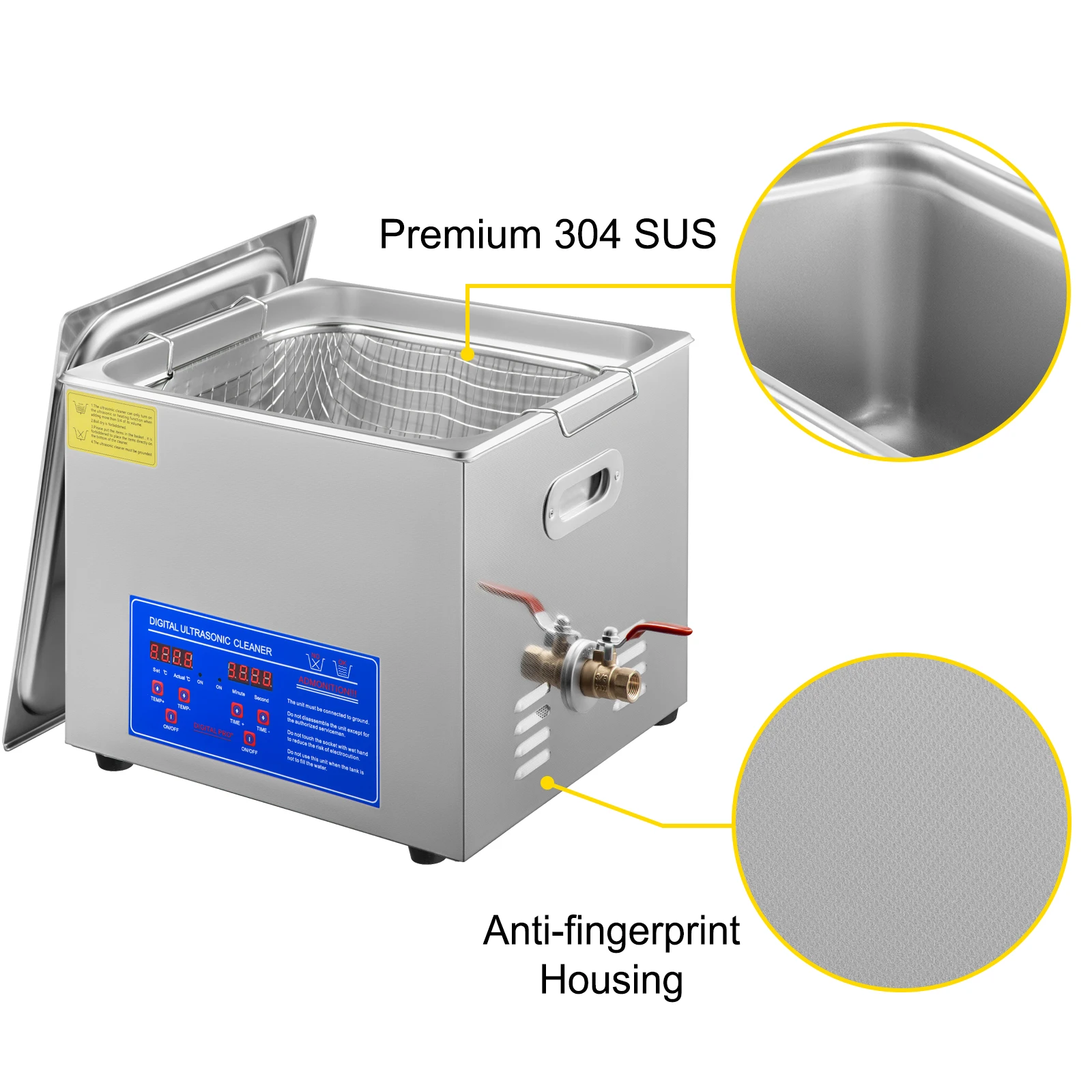 Sihao Ultrasonic Cleaner Ultrasound Cleaner Portable Ultrasound cleaning Machine 15L Diswasher For Home Denture Glasses