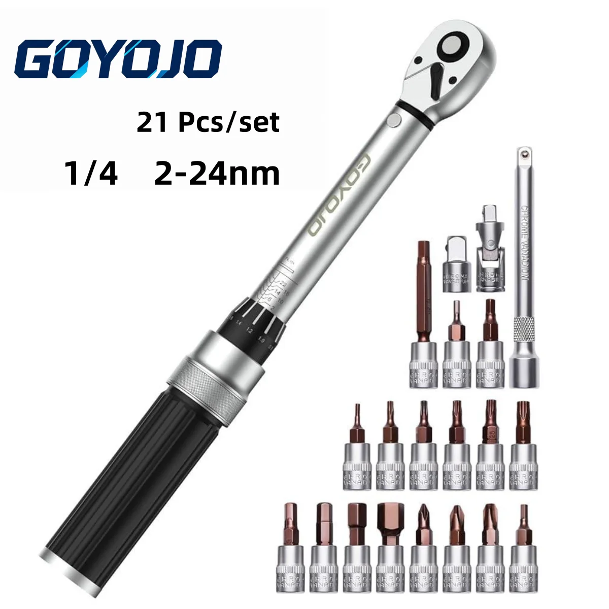 GOYOJO 1/4 2-24nm Torque Wrench Kit Tool For Road Mountain Bikes Adjustable Multitool Professional Bicycle Automotive Tool