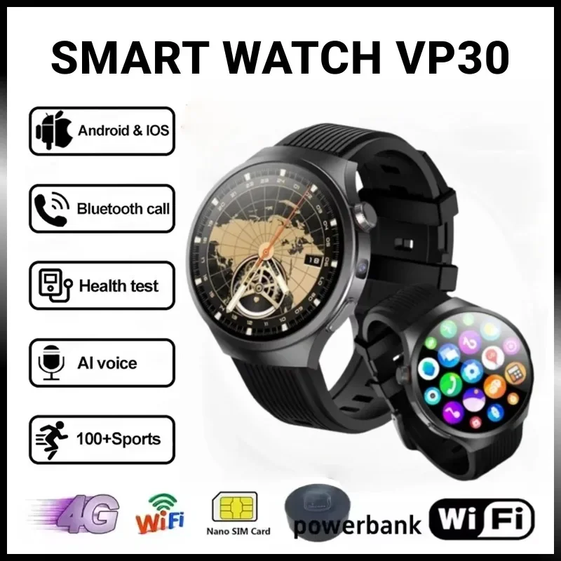 

128 ГБ VP30Watch Smartwatch Польское меню 5G Полная SIM-карта Сеть Android 10,0 1100 мАч Батарея Амле для мужчин ﻿ Экран