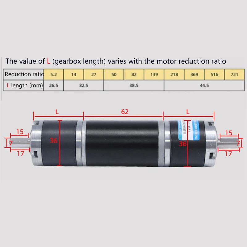 36mm 12V 24V Double Shaft DC Planetary Gear Motor and Bracket Adjustable Speed Can CW CCW 36GP-36ZY