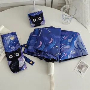 Payung Lipat Kucing Hitam Gaya Berseni dengan Perlindungan UV Payung Tahan Lama 8 Boks Portabel Ringan Kasual untuk Pria dan Wanita 10 kucing payung penjualan terbaik - №