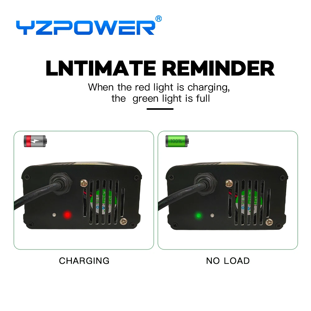 YZPOWER 24V 8S charger 29V 10ALifepo4 Lithium charger Intelligent fast charging for 24V bicycle power tools universal with fans