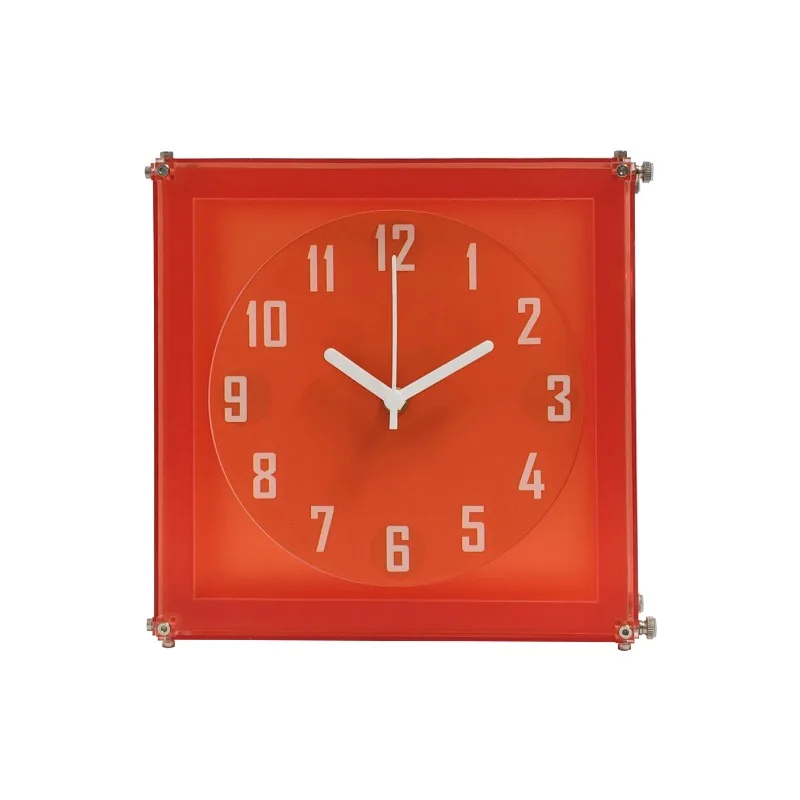 Red Modern Ins Style Square Double Sided Wall Clock, Silent Pointer Clock for Bedroom Living Room