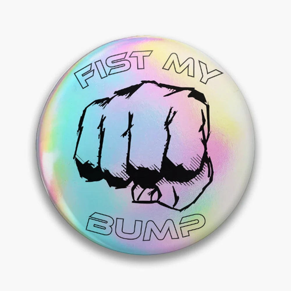 Fist My Bump Success and Victory Celebration Pin Holographic Star Heart Pin Brooches Laminated Button Fashion Accessory