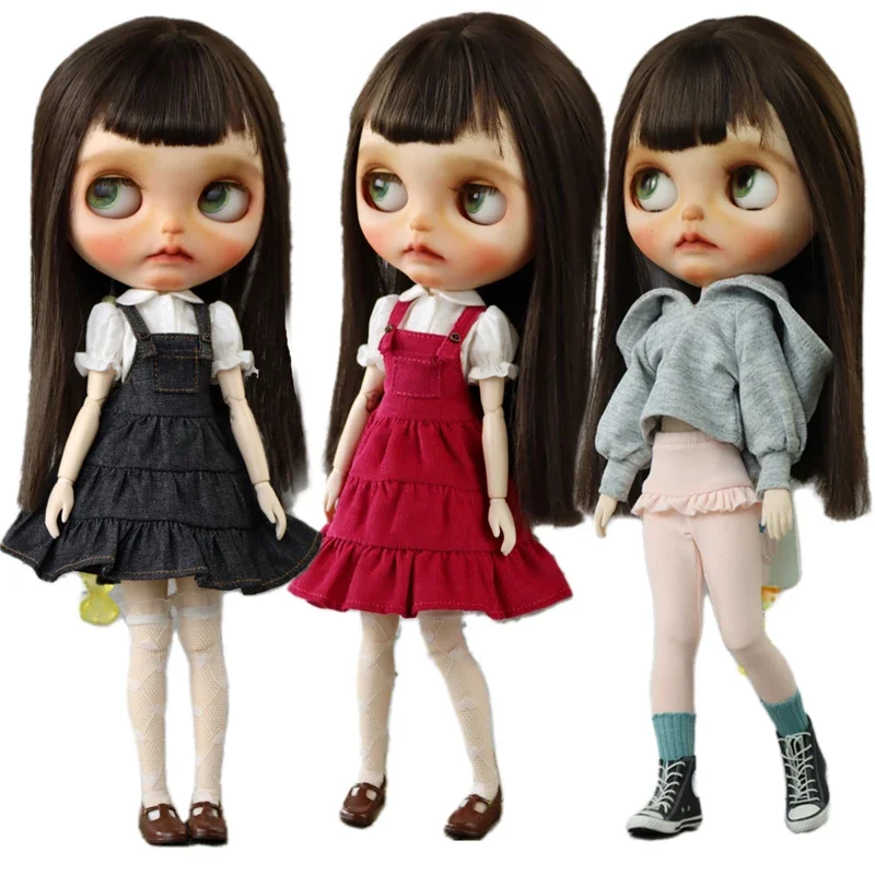 For Blythe Doll Outfit Jumper Layered Skirt  for Ob24 Ob22 Azone Dolls Clothes Cake Dress