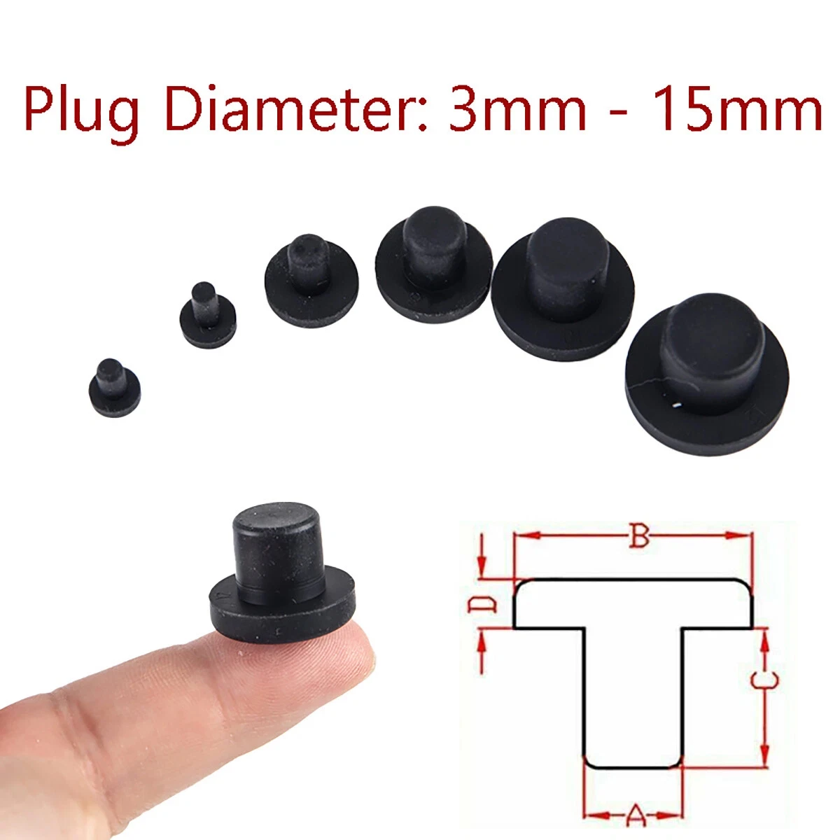 

Silicone Rubber Hole Plugs, Solid Blind End Plugs, Black Round Caps, Eyelet Joint Washers, Protective Rings, Nut Caps, 3mm- 15mm