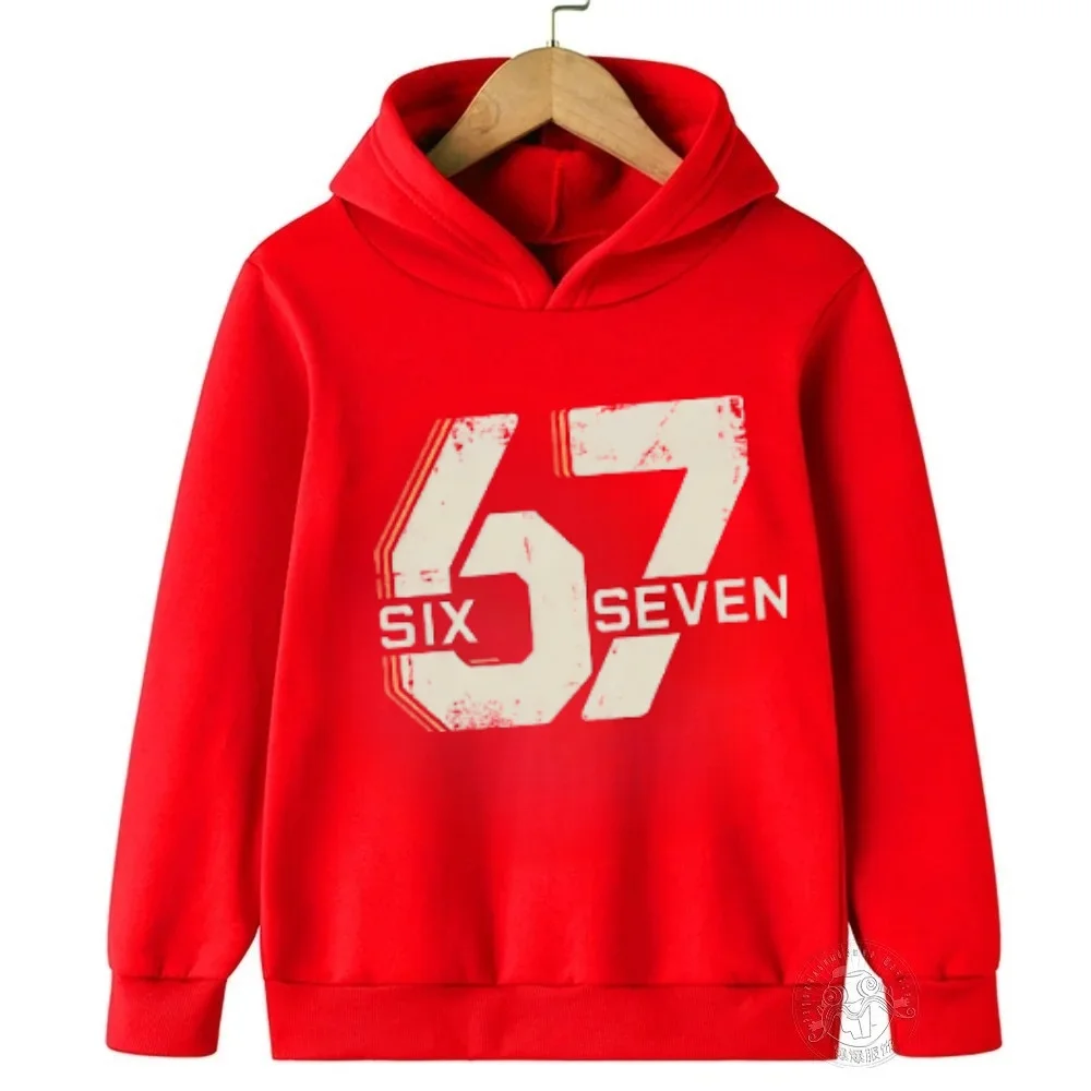 "67 Rizzler" Sweat à capuche pour enfants Trendy Slang Enfant Pull décontracté à la mode et amusant Sweat-shirt confortable pour enfants