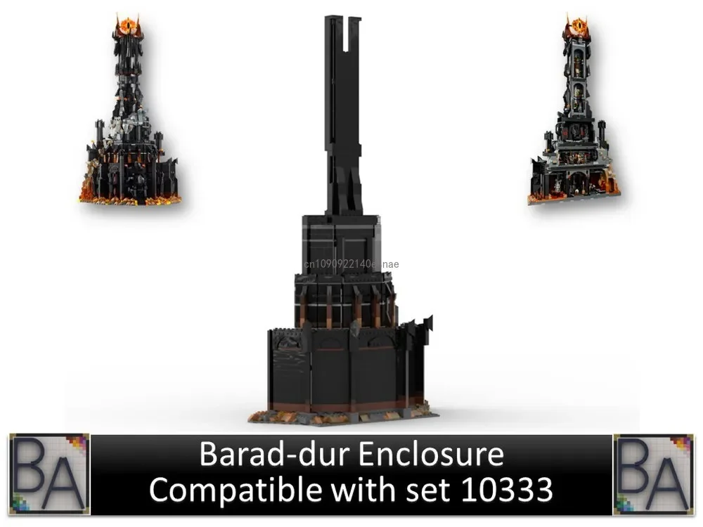 1196Pcs Creative Barad Dur Enclosure Compatible 10333 Black Tower Dark Model Building Blocks MOC Brick Toys for Kids Adult Gifts