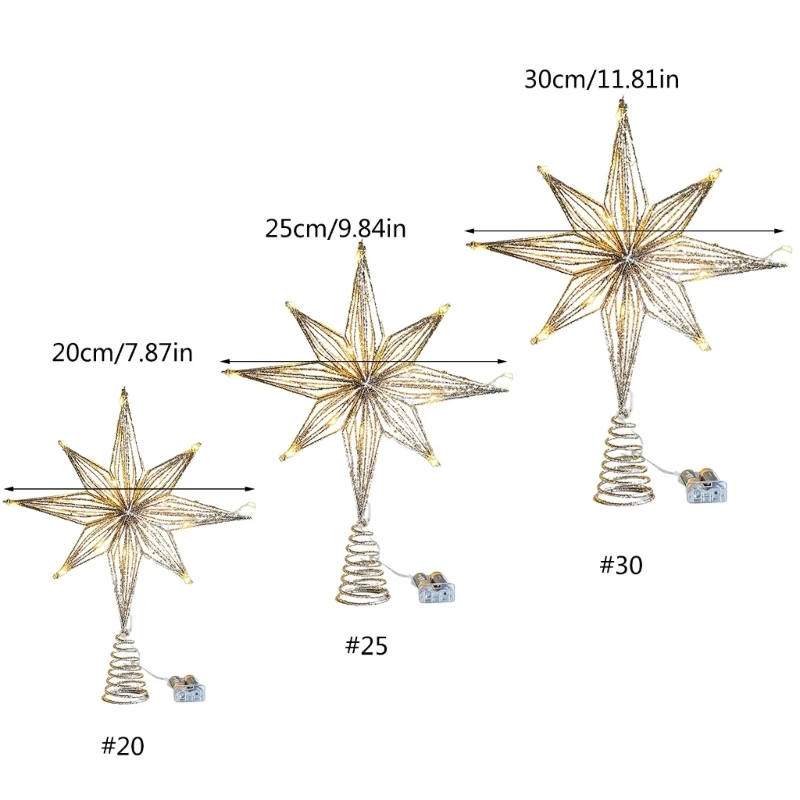 LED Star Tree Toppers Bateria Operado Treetop Decoração Enfeite