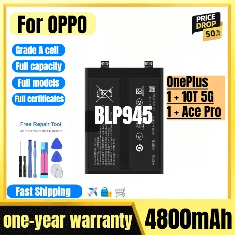 BLP945 for OPPO OnePlus/1 + 10T 5G/1 + Ace Pro Phone Battery High Quality High Capacity Replacement Bateria Grade A Cell Tools