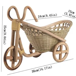 Mini Bamboo Handmade Woven Wicker Straw Basket Rattan for Fruit Food Bread Organizer Bicycle Art Crafts Kitchen Desk Decoration