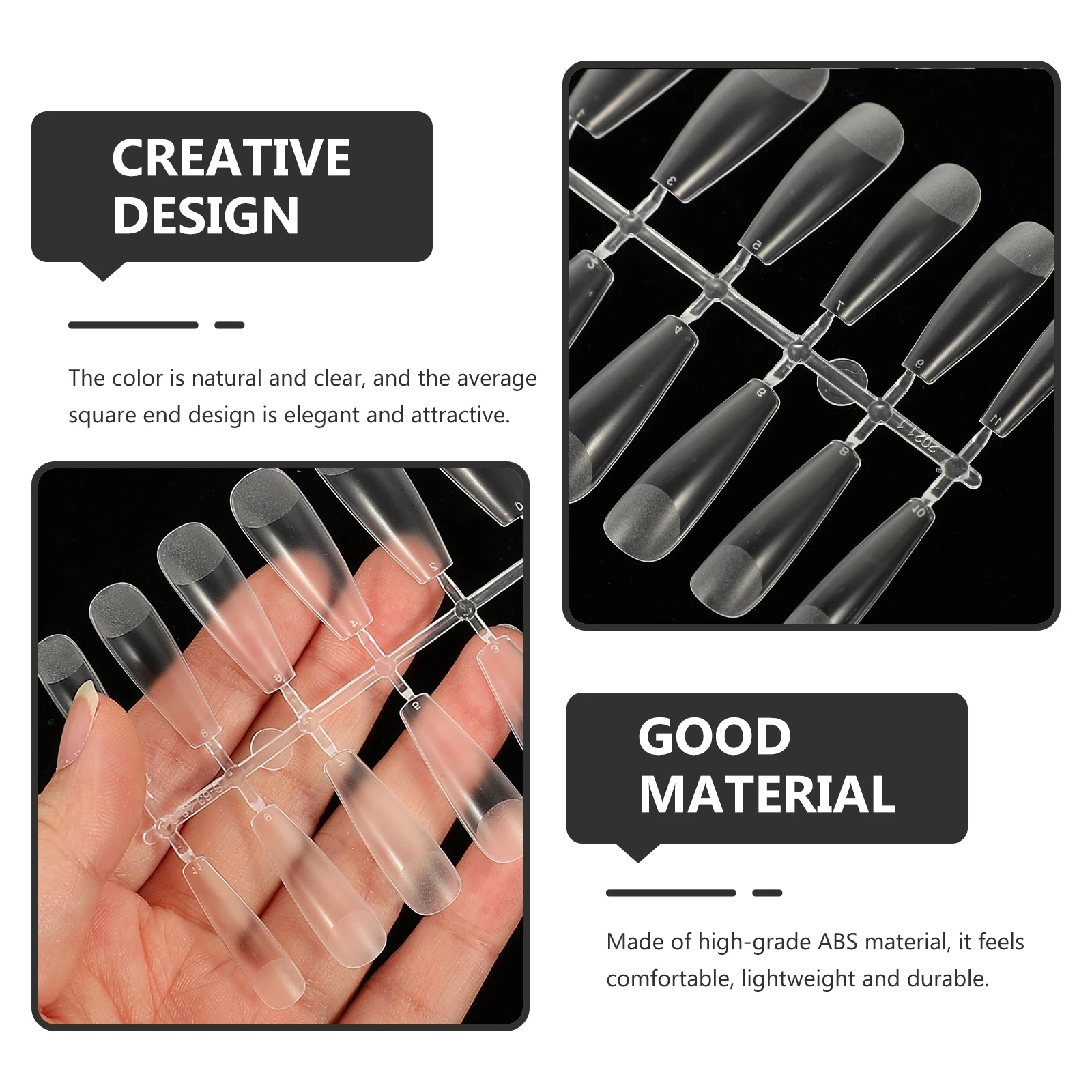 

Clear Fake Nails Full Cover Transparent Tips Extension Fingernails Nail Art Decor Elegant Charm Wedding Party Use