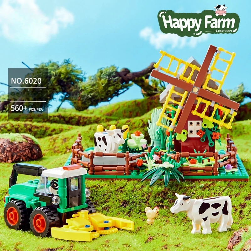 

Farm windmill cowshed educational and educational children's building block assembly toys
