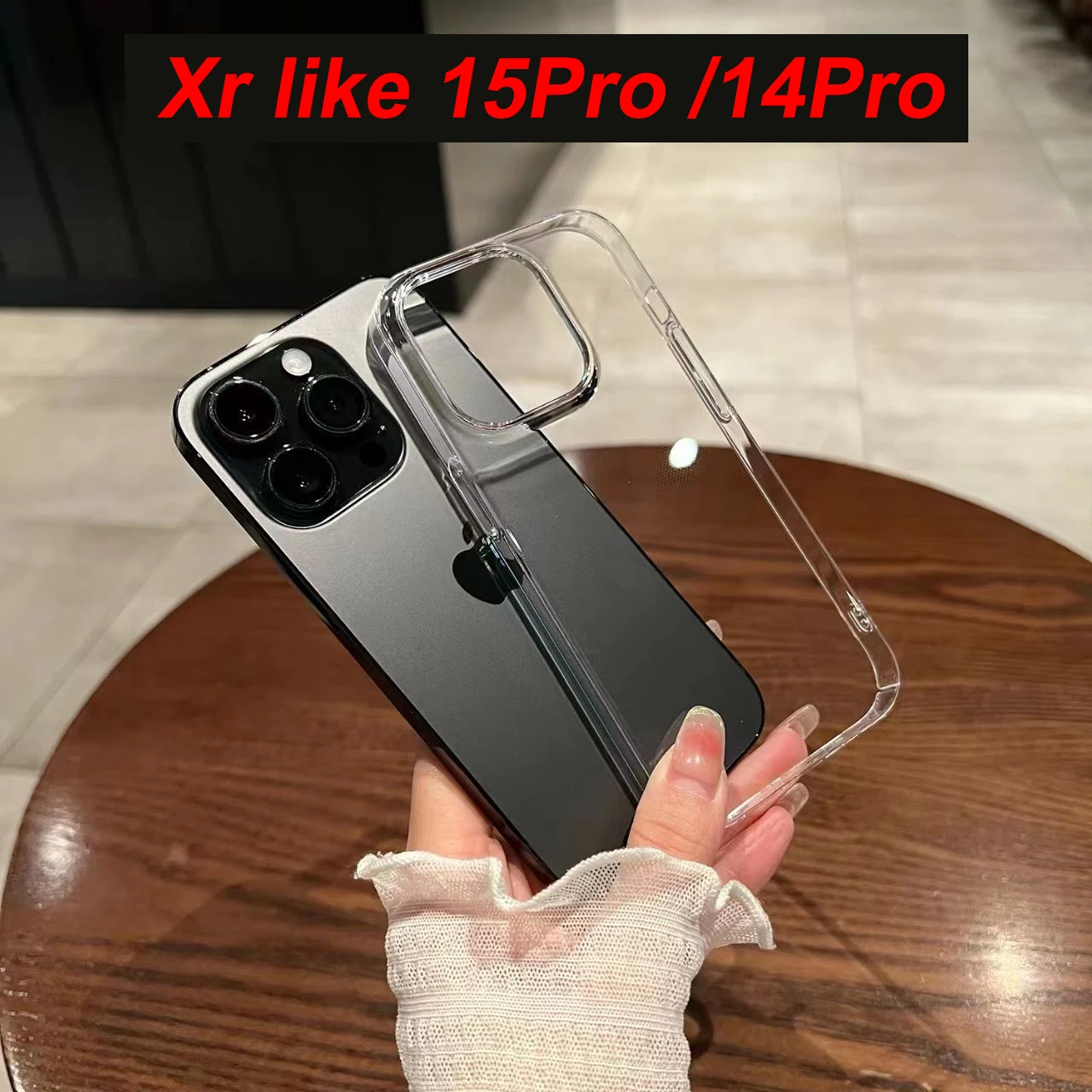 Transparent Big Hole Phone Case For iPhone Xr Converted to 15pro Back Cover Xr Turned to 14Pro 13pro Soft Protect Case