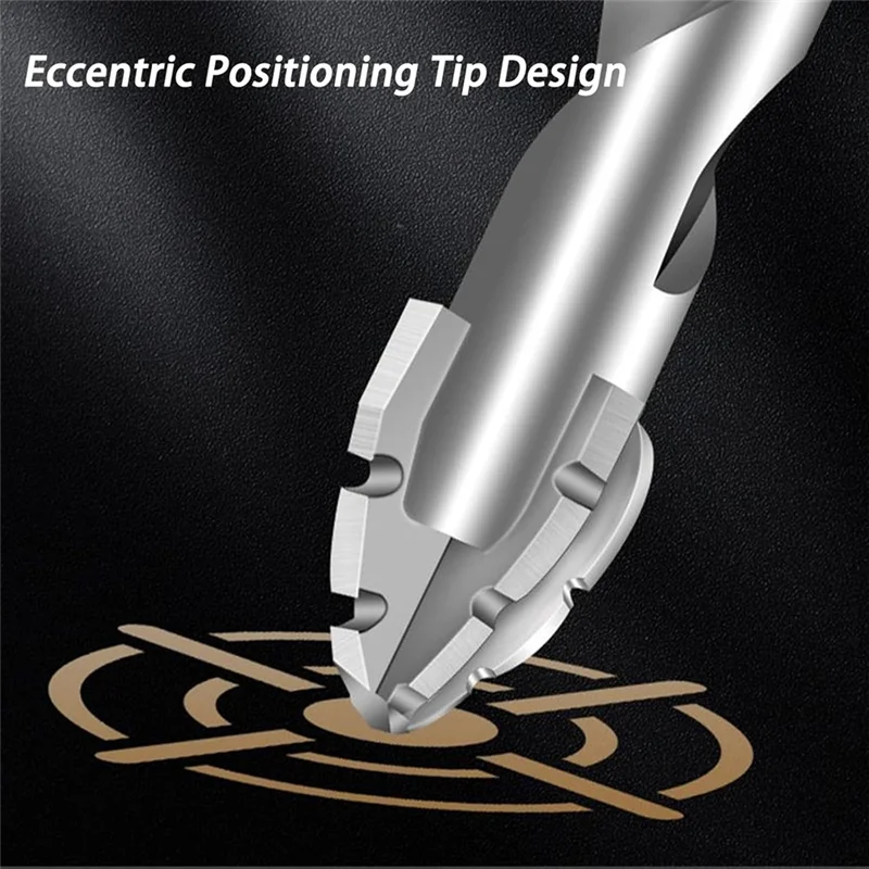 

AT43-8PCS Drill Bits, Multifunctional Wear-Resistant Masonry Drill Bit, Four-Flute Sawtooth Eccentric Drill Bit