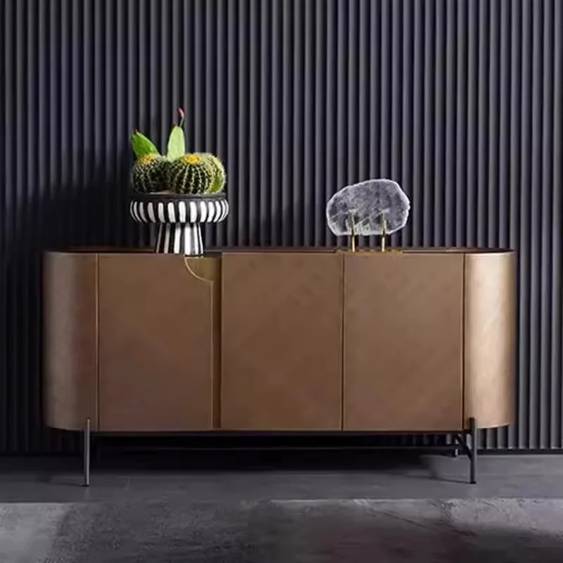 Light Luxury Entrance Cabinet Champagne Color Decorative Shoe Rack Organizer Modern Minimalist High-end Storage Furniture