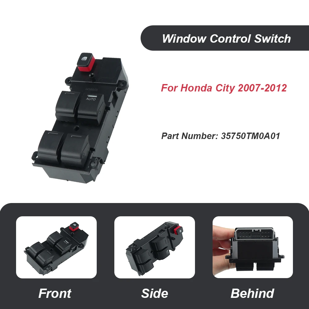 For Honda City 2007 2008 2009 2010 2011 2012 Power Window Master Control Switch 35750-TM0-A01 35750TM0A01