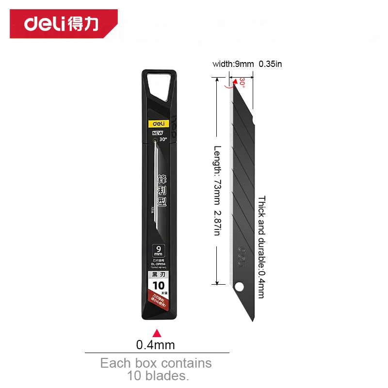 30° Angle 0.4mm Thick Utility Knife Blades Black Sharp Alloy Steel Cutter Blade Refills for Office School DIY Craft Paper