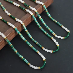 Nivora Ethnic Green Natural Stone Beads Necklace For Women Irregularly Jade Strand Beaded Chain Women Choker Handmade Jewelry