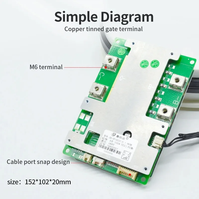 JBD BMS Smart BT 8S 24V For LiFeo4 Lithium Battery Pack  Balance Board UART RS485 100A Continuous Current JIABAIDA BMS