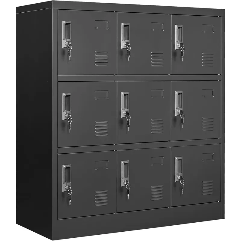Metal Lockers for Employees Office Storage Locker with 9 Doors Black