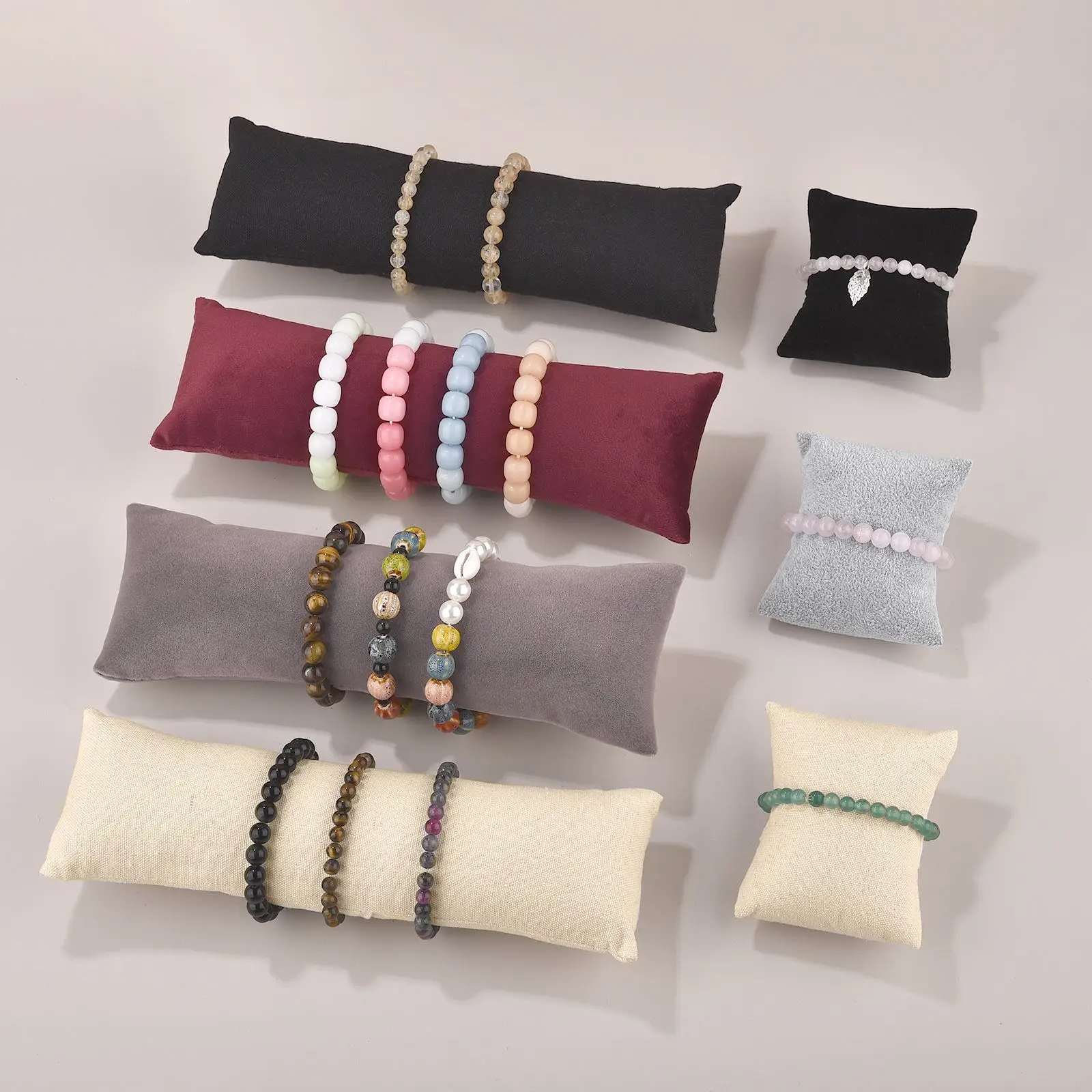 Color Velvet Jewelry Display Pillow Stand Bracelet Watch Bangle Organizer Cushion Photography Prop Jewelry Show Holder Wholesale