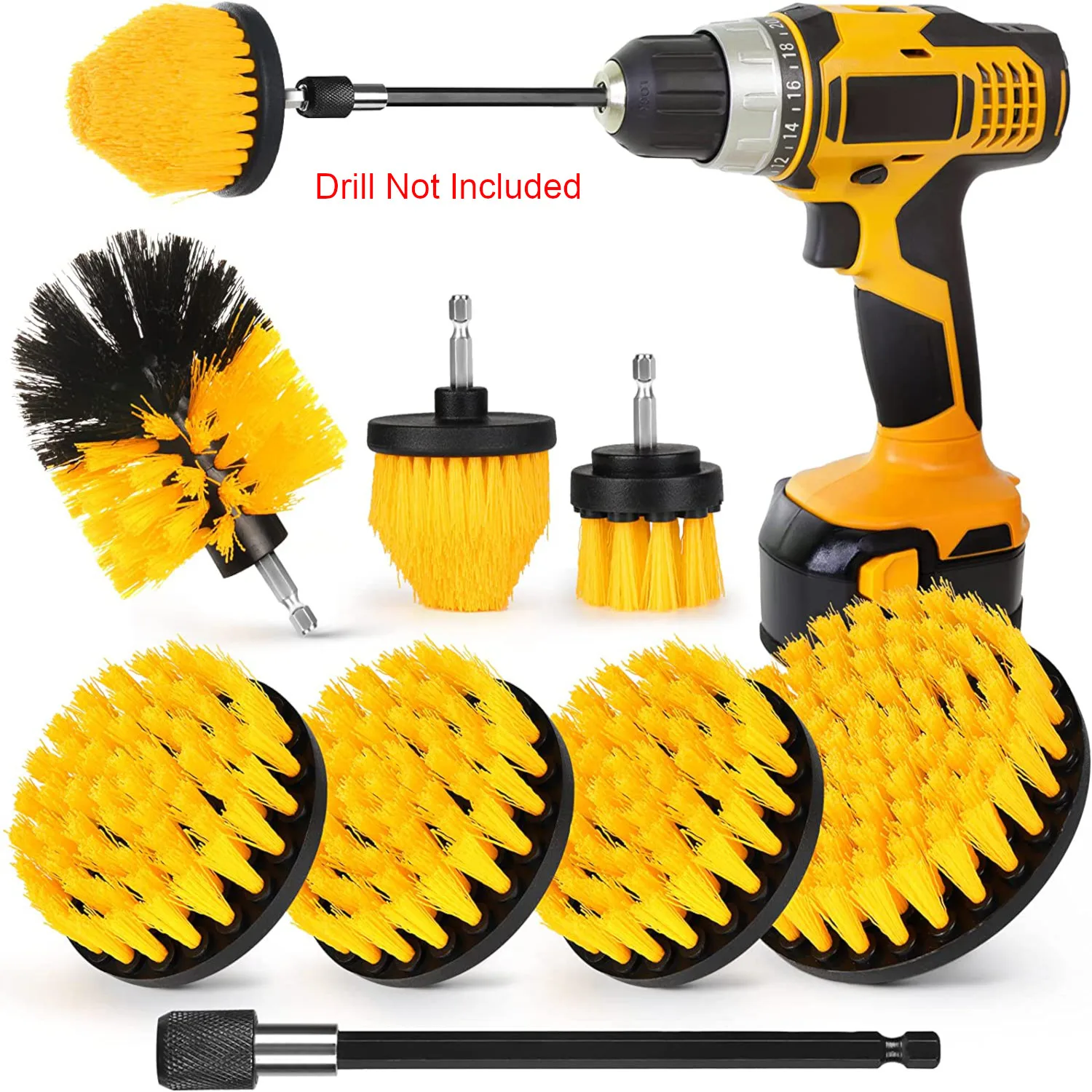 8pcs Drill Brush Attachment Set, Cleaning Scrubber Brush For Bathroom, Kitchen, Tiles, Floors