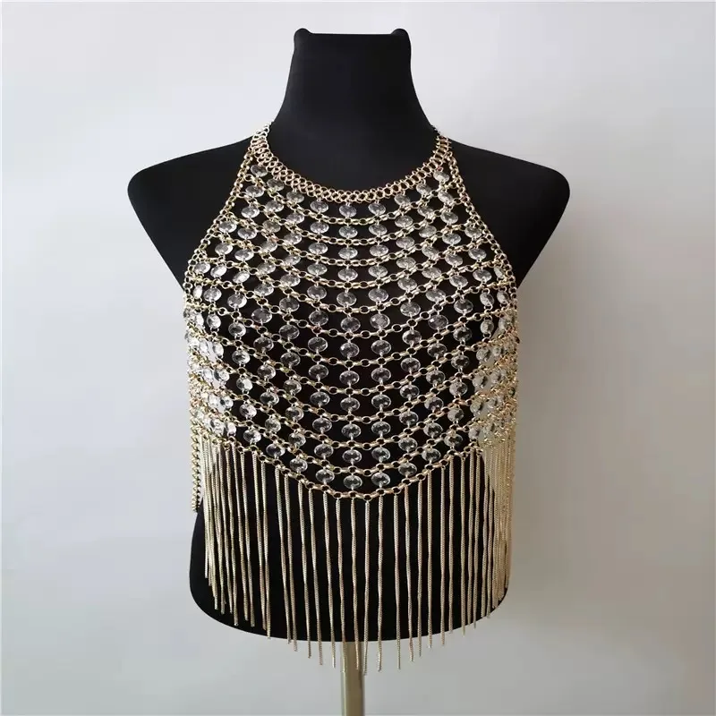 สร้อยคอแฟชั่นผู้หญิงแบบหลายชั้นประดับลูกปัดหนักสำหรับงานแต่งงาน พร้อมพู่ห้อยและสายคล้องไหล่ในตัว