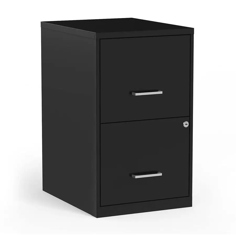 2Drawer Vertical File Cabinet, Letter Size Documents, Lockable, 18.9 D x 14.3 W x 24.1 H, Black