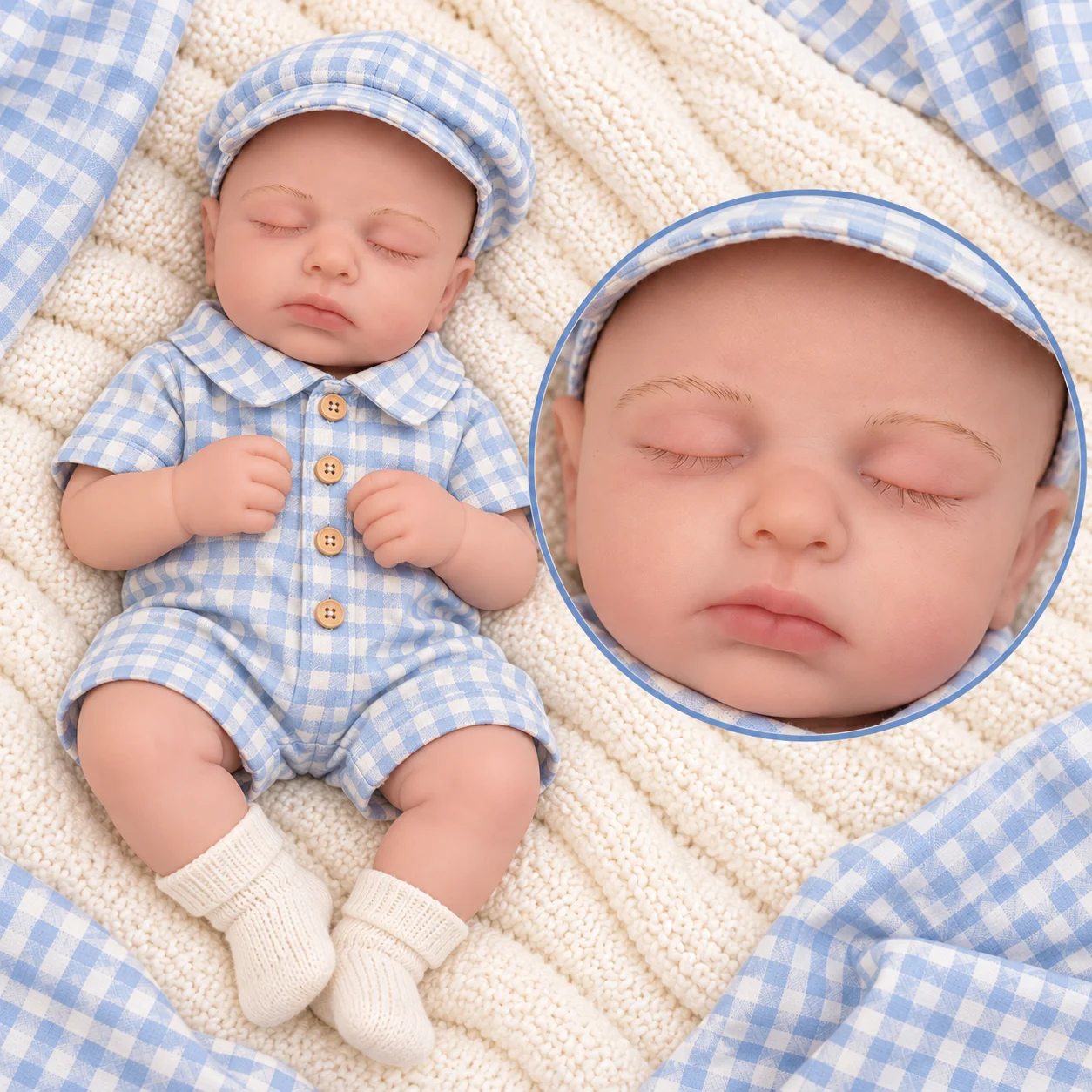 50cm Full Body Silicone Reborn Baby Boy Doll Bald Realistic Newborn Doll Soft Weighted Silicone Baby Doll for Collectors & Gifts