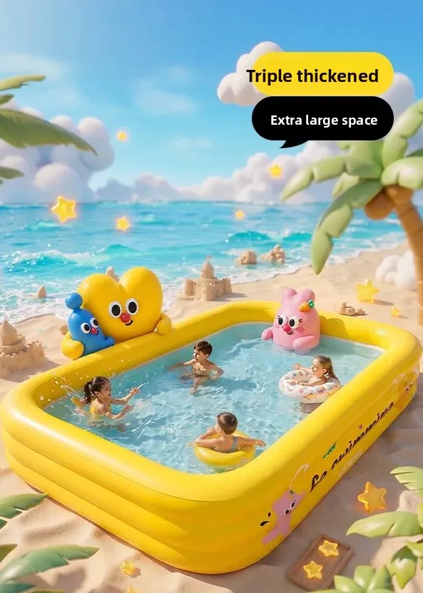 Large Household Inflatable Rabbit Swimming Pool Kids Mini Water Play Pool Portable Baby Bath Tub Outdoor Backyard Water Game