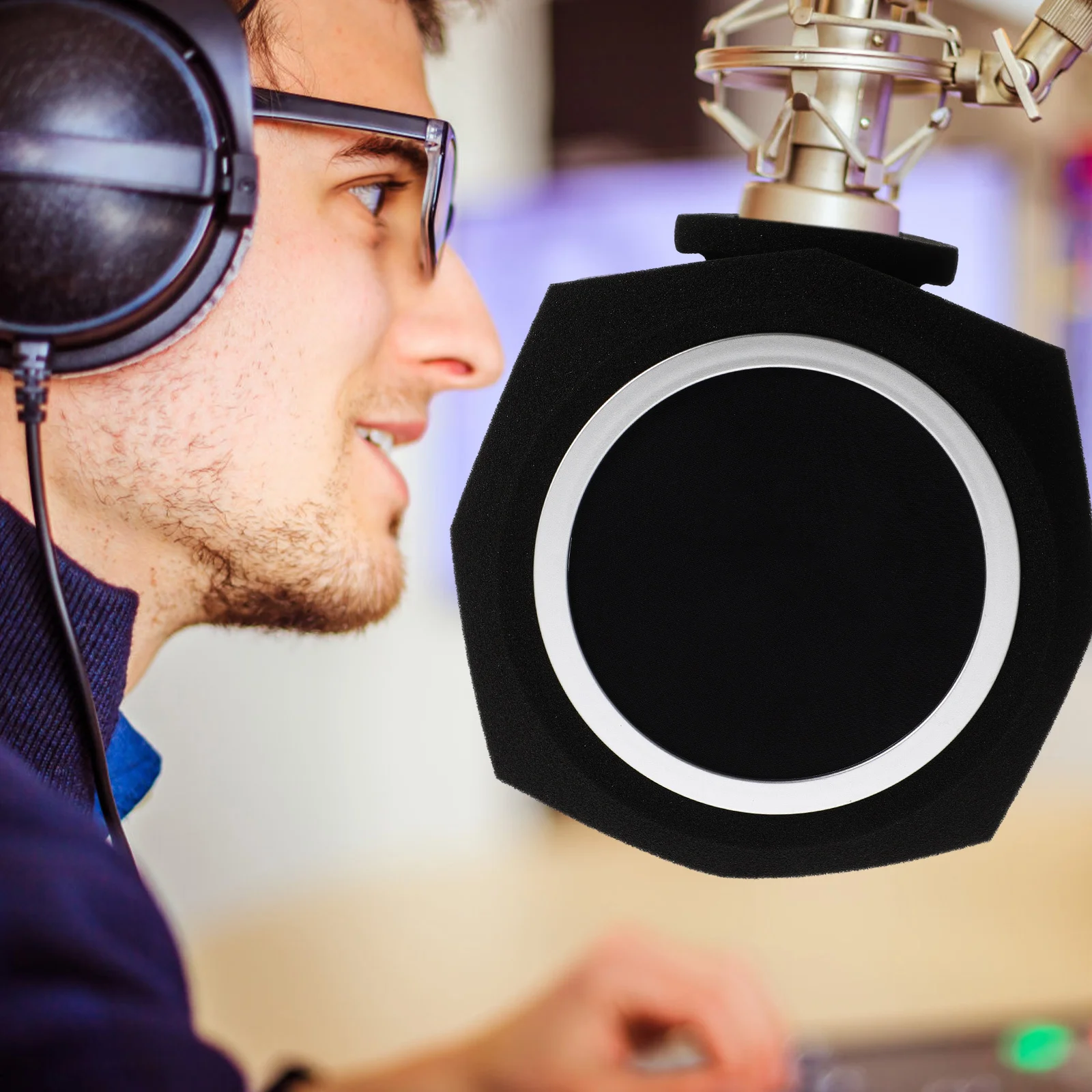 

Microphone Sound-Absorbing Sponge Cover Professional Noise Cancelling Acoustic Foam Windscreen Universal Fit for Desktop Tripod