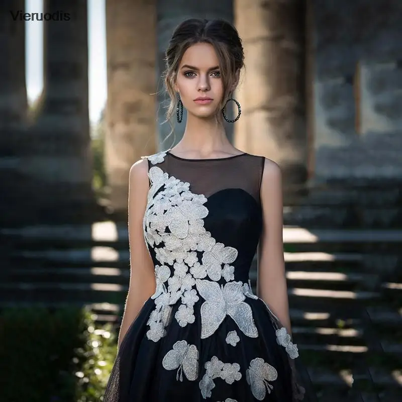 فستان سهرة على شكل حرف A، خط عنق سكوب، بدون أكمام، دانتيل على شكل فراشة، فستان حفلات المملكة العربية السعودية، مصنوع حسب الطلب #5