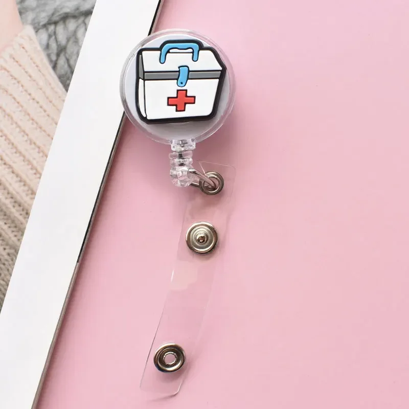 Cartoon Retractable Badge Reel Easy Pull ID Tag Chest Pocket Card Clips Badge Holder Reels for Doctor Nurse Working Permit