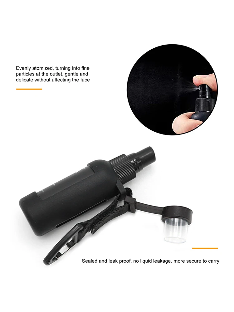 

Многоразовая бутылка-распылитель, 50 мл, дорожная бутылка, герметичные мини-распылители для тонкого тумана с тактическим ремешком-крючком, бутылка-распылитель для спирта