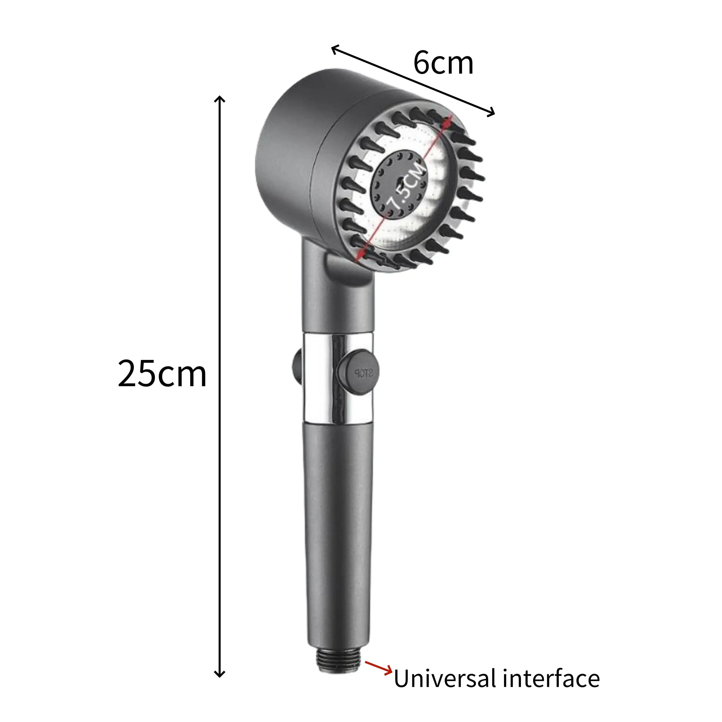 3pcs Filter Elements High Pressure Filtered Shower Head With Handheld Showerhead, ON/OFF Switch, A Bracket, and Hose