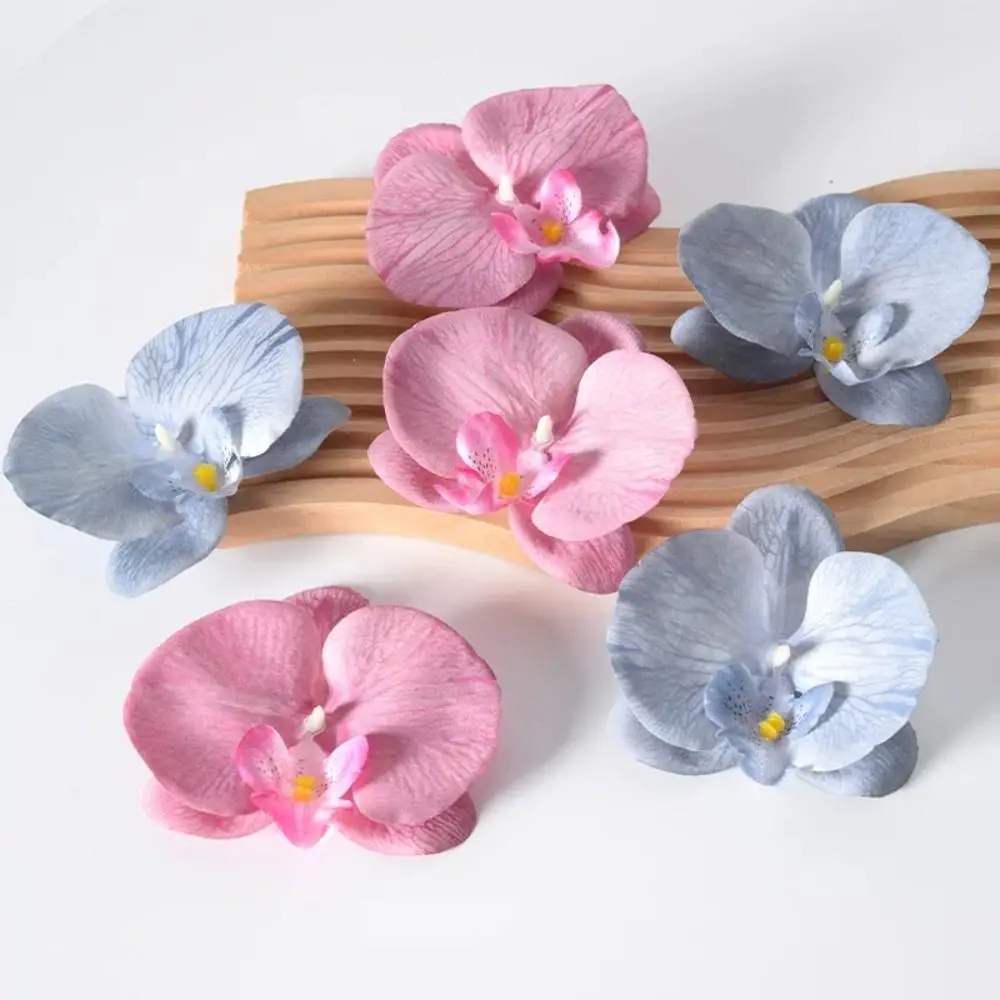 Nuevo DIY cabeza de flor Phalaenopsis hecha a mano encantadoras flores artificiales de orquídeas accesorios de tiro 11cm accesorios para la cabeza
