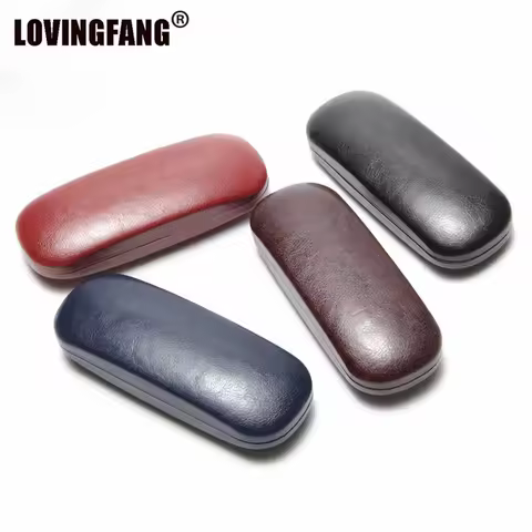 Hot Leather Glasses Case Hard Frame Waterproof Eyeglass Case Cover Portable Reading Glasses Box For Men Solid Spectacle Cases