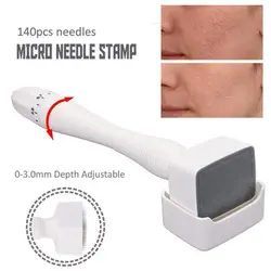 140A Needles Rodillo Stamp Adjustable Titanium Needle Length Rodillo Microagujas For Hair Loss Regrowth Scalp Tattoo Tool